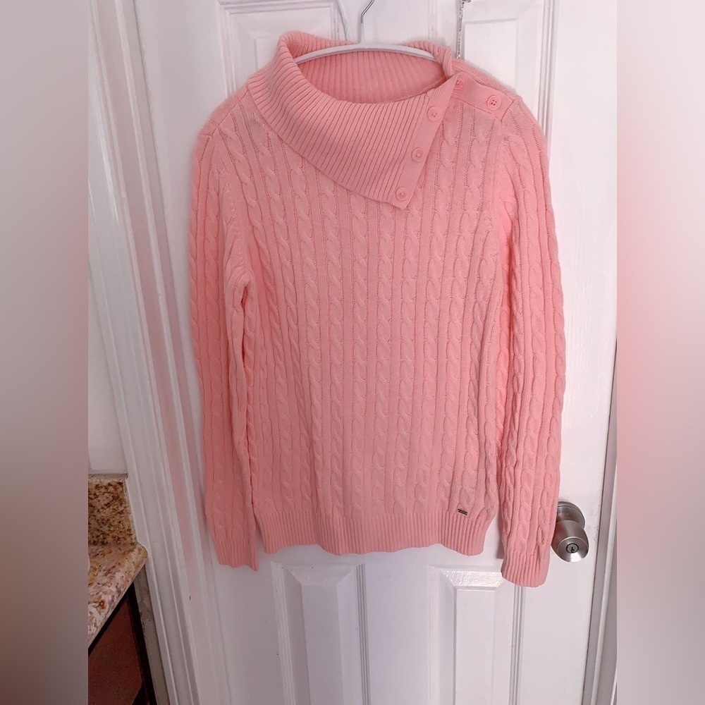 Tommy Hilfiger Women Long Sleeve pink color Turtle‎ Mock Neck Pullover Sweater M - Picture 2 of 8